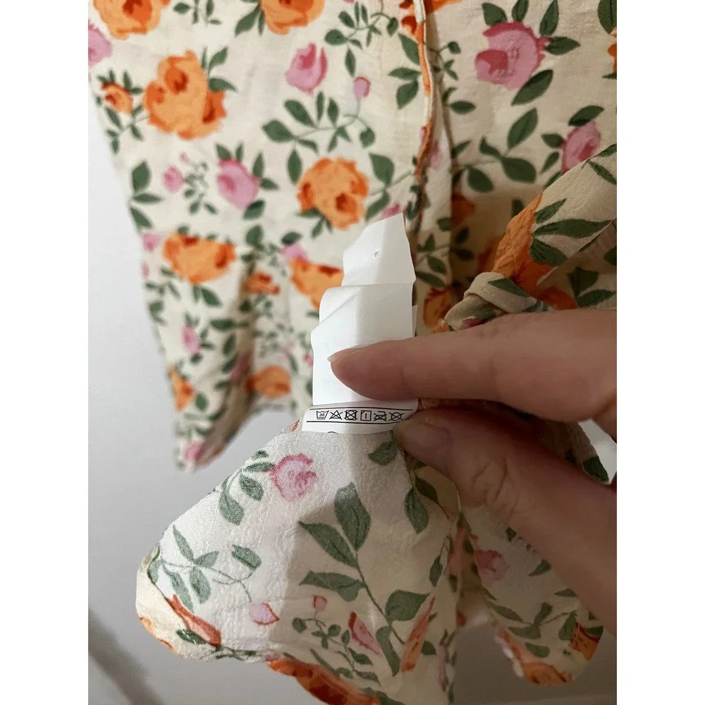 NWT Cupshe Boho Floral Blouse Small Short Sleeve - Picture 5 of 6